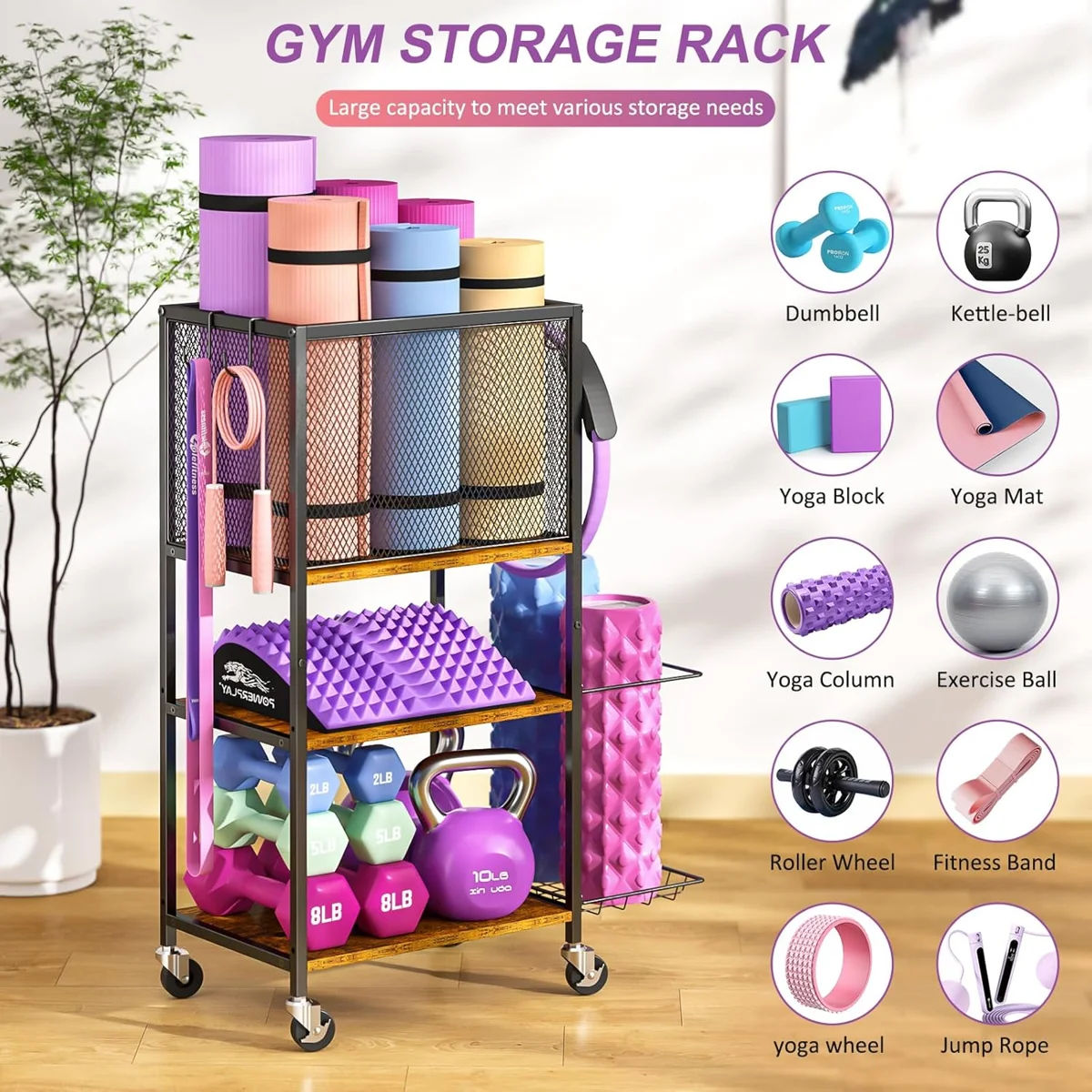 Yoga Mat Storage Holder, Home Gym Storage Rack thumbnail 3